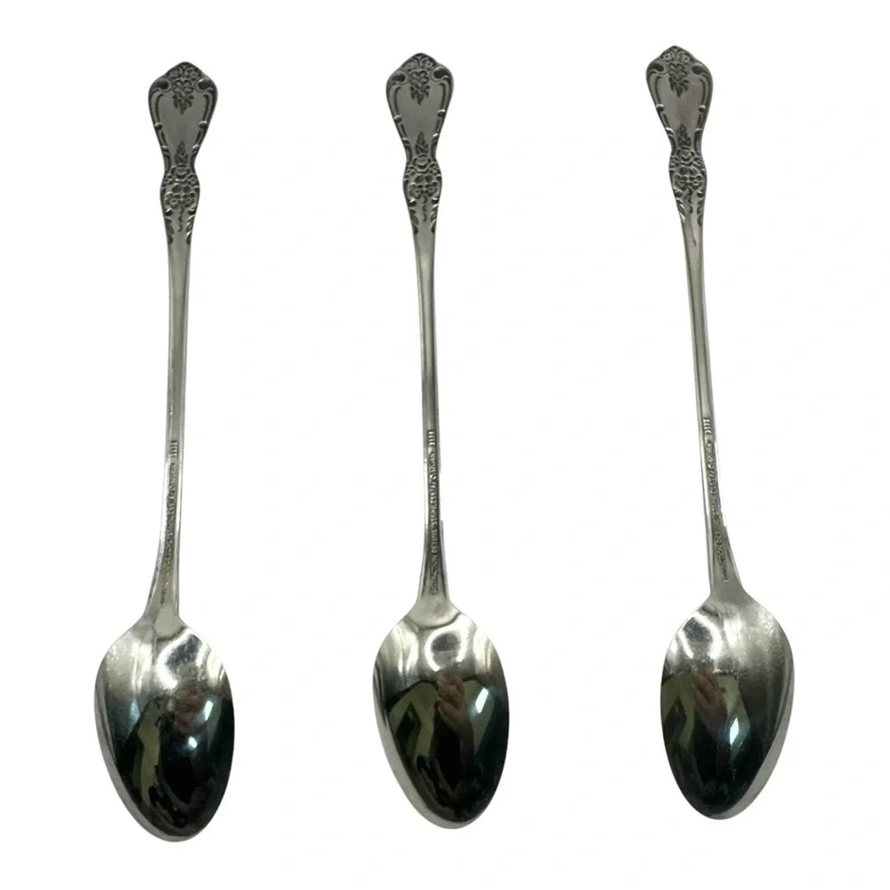 3 Iced Teaspoons Oneida Kennett Square Distinction Deluxe HH Stainless 7 5/8